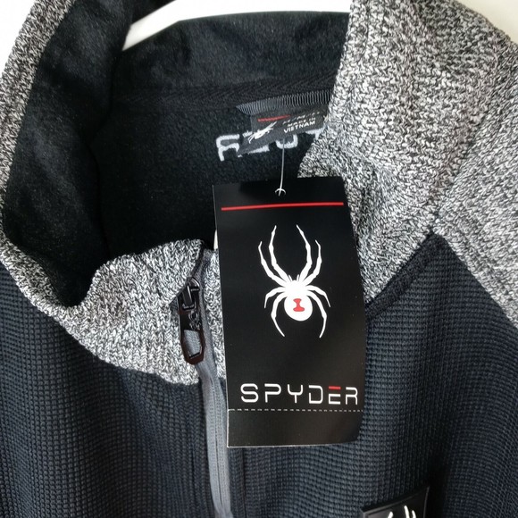 Spyder Black & Gray Stand Collar Zip Front Jacket Men's NWT Size Medium - Picture 3 of 11
